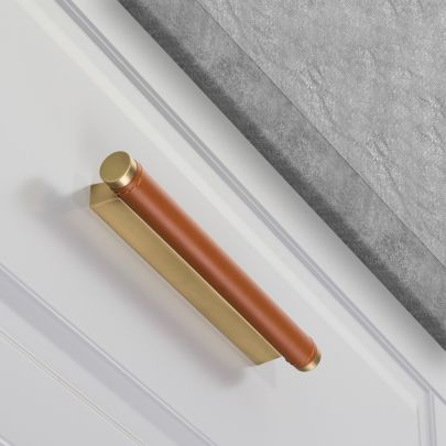 The image shown below is Split Aged Brass and Tan Leather finish