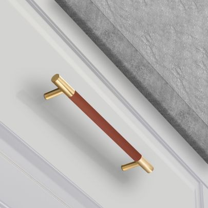 The image shown below is Split Satin Brass and Tan Leather finish