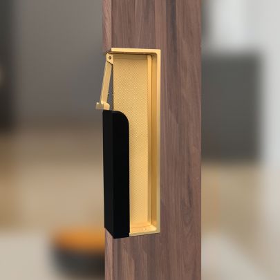 The image shown below is Split Satin Brass and Black with Satin Brass Back Plate