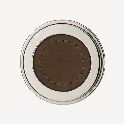 Split Polished Nickel and Pewter Leather Finish Swatch(Finish ID : 68)