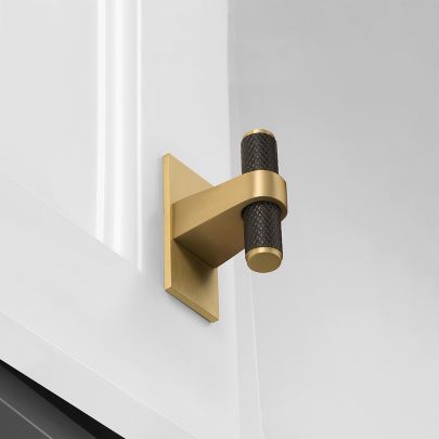 The image shown below is Split Black and Satin Brass with Satin Brass Back Plate finish