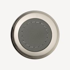 Split Polished Nickel and Light Grey Leather Finish Swatch (Finish ID : 94)